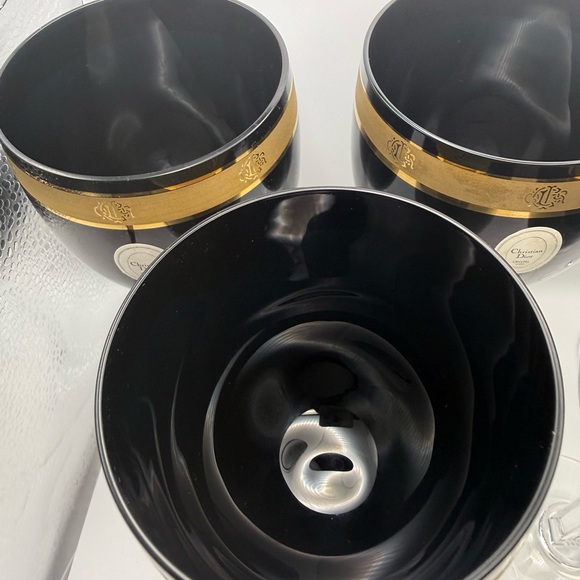 6 Vintage Christian Dior Ebony Gold Wine Crystal Stemware Japan - Picture 4 of 9